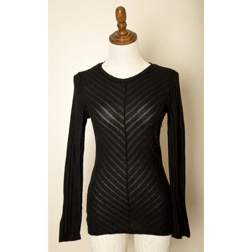 Black Long Sleeve Fitted Rave Gothic Top Size Medium